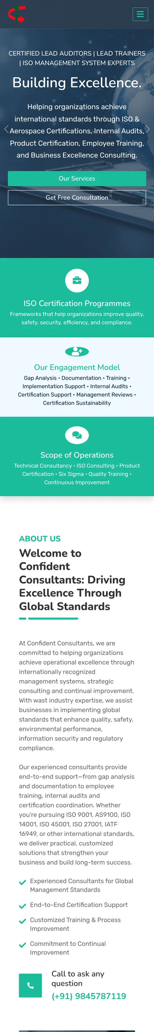 The same home page on a phone